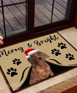merry and bright dachshund christmas doormat 1 - Copy