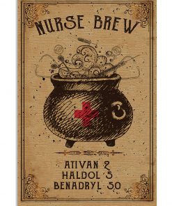 nurse brew ativan 2 haldol 5 benadryl 50 halloween retro poster 1