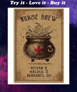 nurse brew ativan 2 haldol 5 benadryl 50 halloween retro poster