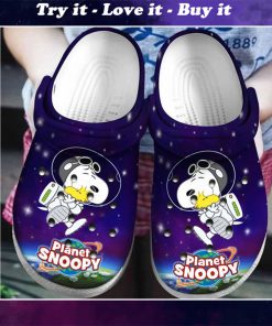 planet snoopy and woodstock in space crocs