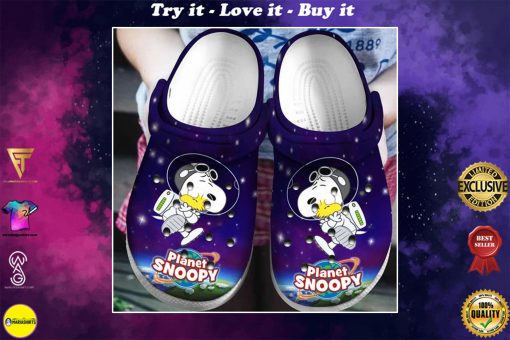 planet snoopy and woodstock in space crocs - Copy