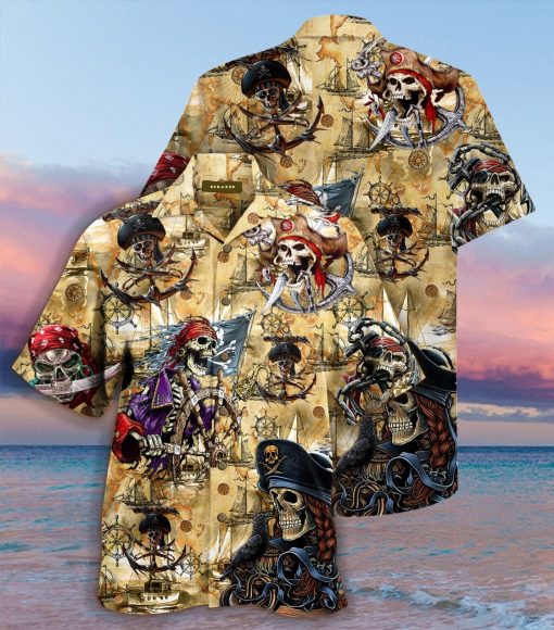 sea map pirate skull full printing hawaiian shirt 1 - Copy