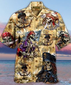 sea map pirate skull full printing hawaiian shirt 3