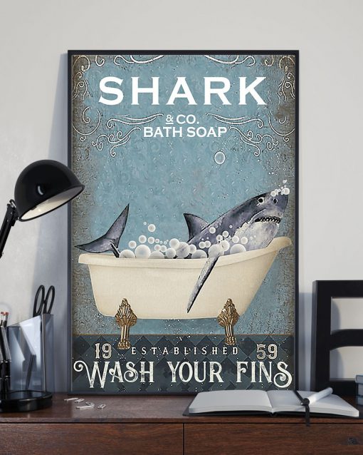 shark co and bath soap established wash your fins retro poster 3