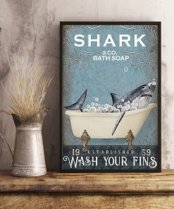 shark co and bath soap established wash your fins retro poster 4