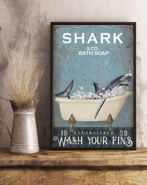 shark co and bath soap established wash your fins retro poster 4