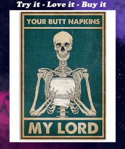 skull your butt napkins my lord retro poster