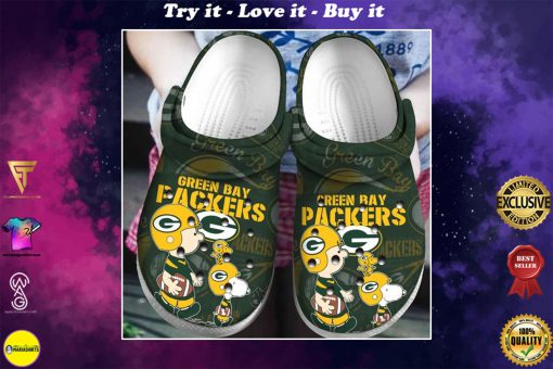 snoopy and charlie brown green bay packers crocs - Copy