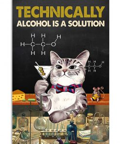 technically alcohol is a solution cat retro poster 1