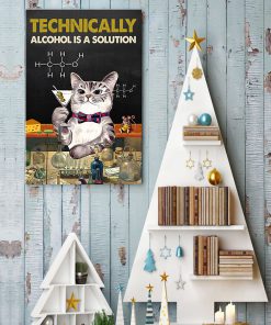 technically alcohol is a solution cat retro poster 4