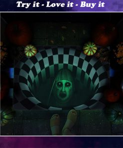 the conjuring glow valak illusion halloween doormat