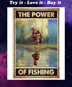 the power of fishing retro poster