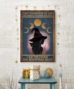 they whispered to her you can't withstand the storm witch girl and black cat retro poster 4