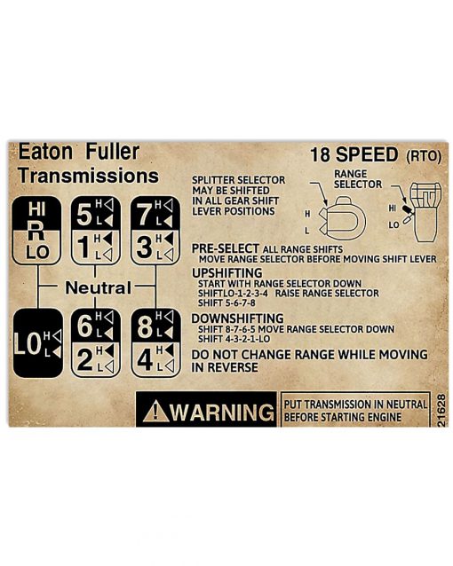 trucker warning information eaton fuller transmissions poster 1