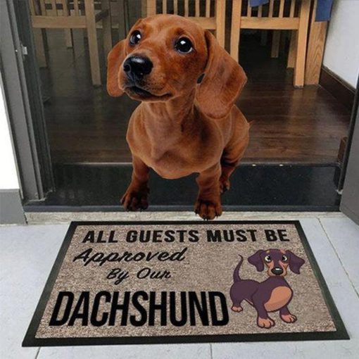 vintage all guests must be approved by our dachshund doormat 1