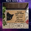 vintage black cat please leave your worries and your shoes doormat