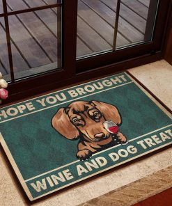 vintage dachshund hope you brought wine and dogs treats doormat 1