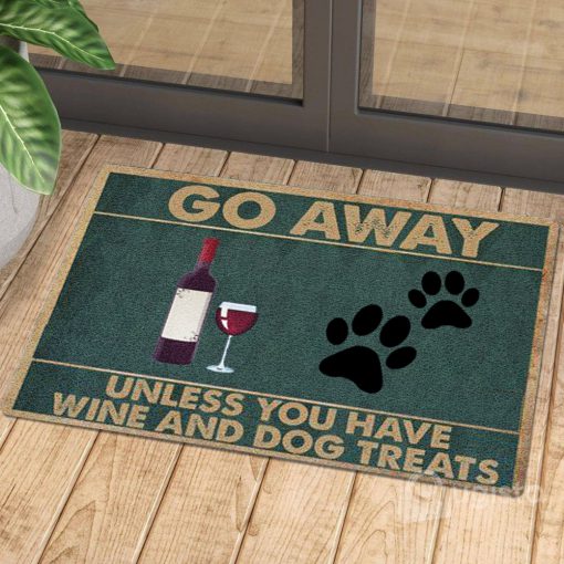 vintage go away unless you have wine and dog treats doormat 1