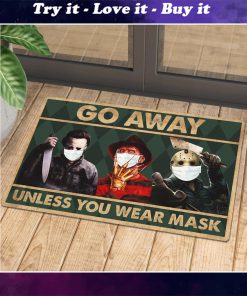vintage halloween horror killers go away unless you have mask doormat