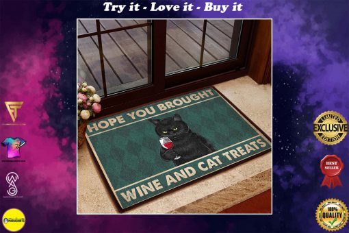 vintage hope you brought wine and cat treats doormat