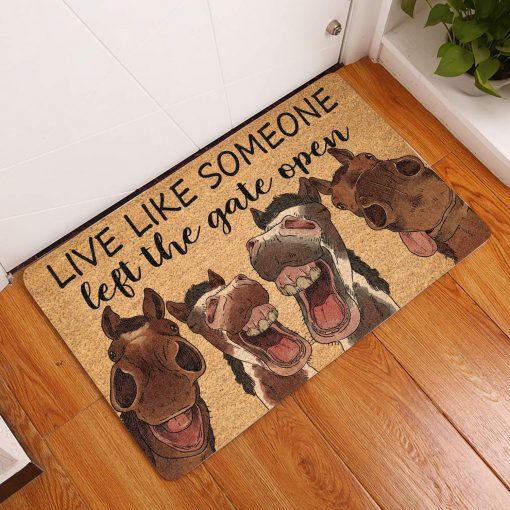 vintage horse live life someone left the gate open doormat 1