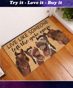 vintage horse live life someone left the gate open doormat