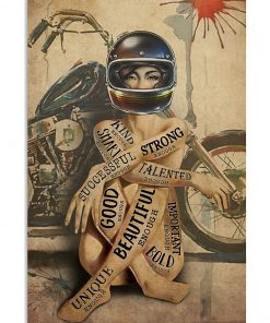 vintage motorcycle girl i am strong beautiful smart poster 1