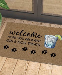 vintage welcome hope you brought gin and dog treats doormat 1