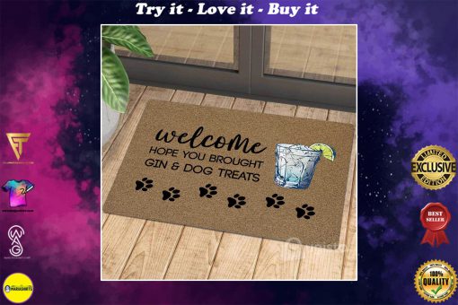vintage welcome hope you brought gin and dog treats doormat