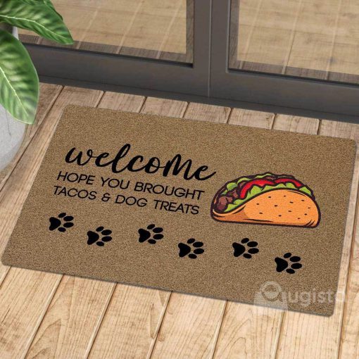 vintage welcome hope you brought tacos and dog treats doormat 1