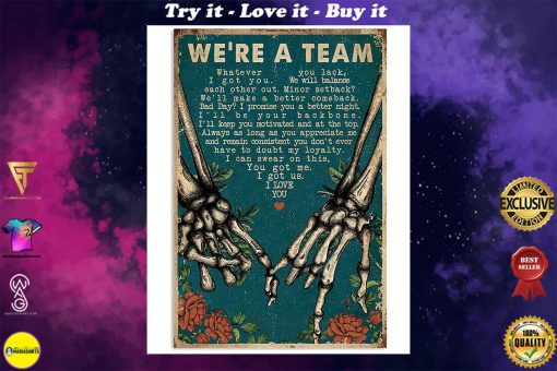 we're a team skeleton retro poster