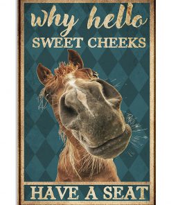 why hello sweet cheeks have a seat horse retro poster 1
