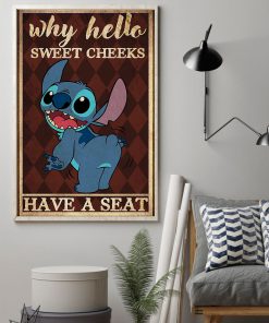 why hello sweet cheeks have a seat stitch retro poster 3
