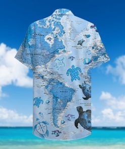 world map sea turtles full printing hawaiian shirt 3