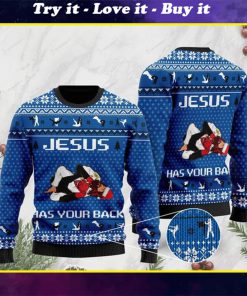 Jesus has your back jiu jitsu full printing ugly sweater