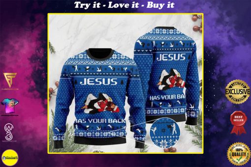Jesus has your back jiu jitsu full printing ugly sweater