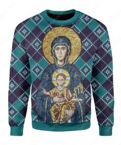 Maria and Jesus in eastern orthodox all over printed ugly christmas sweater 2