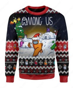 among us all over printed ugly christmas sweater 3