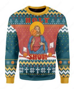 basketball Jesus holy shot all over printed ugly christmas sweater 3