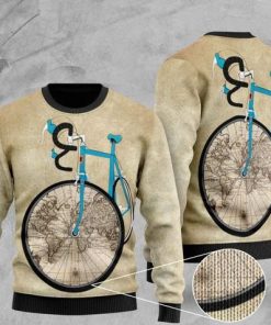 bicycle and world map pattern full printing christmas ugly sweater 2 - Copy (3)