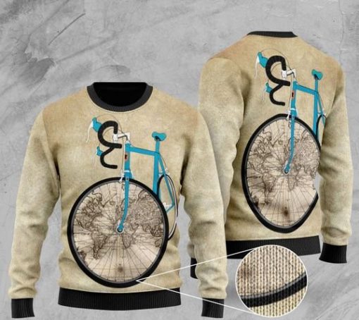 bicycle and world map pattern full printing christmas ugly sweater 2 - Copy (3)