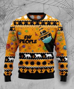 black cat face mask ew people full printing christmas ugly sweater 3