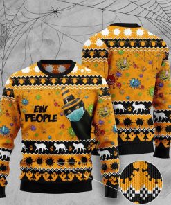 black cat face mask ew people full printing christmas ugly sweater 4