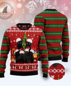 black cat family pattern full printing christmas ugly sweater 3