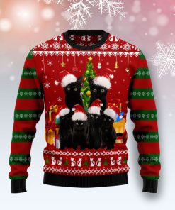 black cat family pattern full printing christmas ugly sweater 5