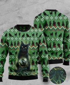 black cat halloween pattern full printing christmas ugly sweater 2 - Copy