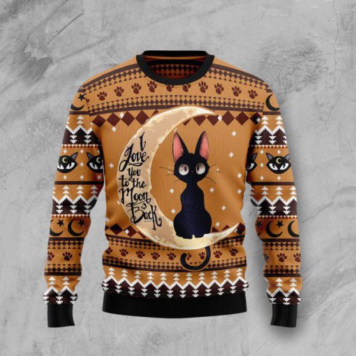 black cat i love you to the moon and back full printing christmas ugly sweater 3
