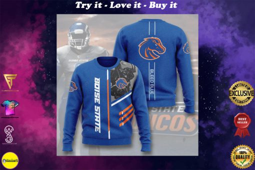boise state broncos bleed blue full printing ugly sweater