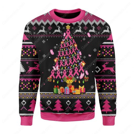 breast cancer awareness all over printed ugly christmas sweater 2