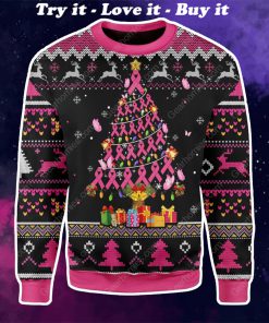 breast cancer awareness all over printed ugly christmas sweater